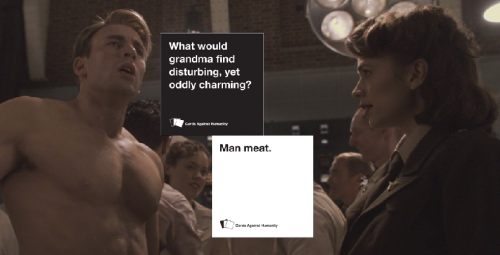 buckkybbarnes:  steve rogers + cards against humanity (insp.)