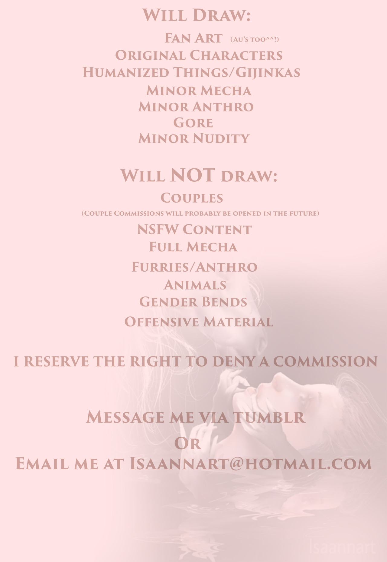 isaannart:  I’m finally opening commissions! Here are my prices and guidelines!