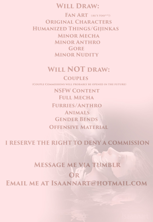 XXX isaannart:  I’m finally opening commissions! photo