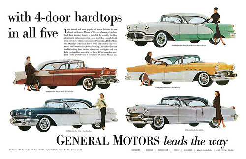1956 General Motors 4-door hardtops Scan Copyright © totallymystified on Flickr. All right