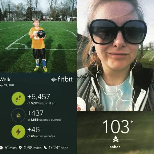 Afternoon soccer practice walks. #103dayssober #antisoccermomsoccermom #nancgetsfit #fitbitfitbitch 