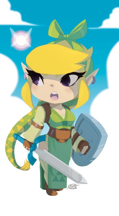 tovio-rogers:  gender swapped zelda and link i drew a while back. i named em Linque and prince Z’el 