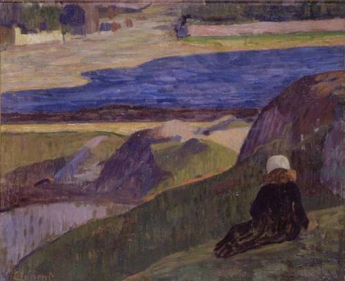 Breton landscape with resting girl    -   Gad Frederik Clement, 1892Danish, 1867-1933Oil on canvas