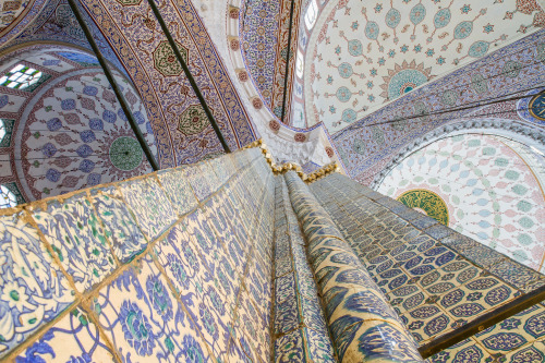 Three domes inside the the New Mosque In Istanbul.