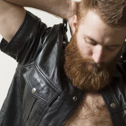 lebeardedginger:Photo by @rsh_photo. Go to thehookies.com/vote.asp to vote for me, Ted Byrns for  best cub. #ginger #gingerbeards #gaybeards #leather #beards #gayleather #gingernation #gaybear #bear #cub #gaycub #beardporn #beardgains #fetish #gayfetish