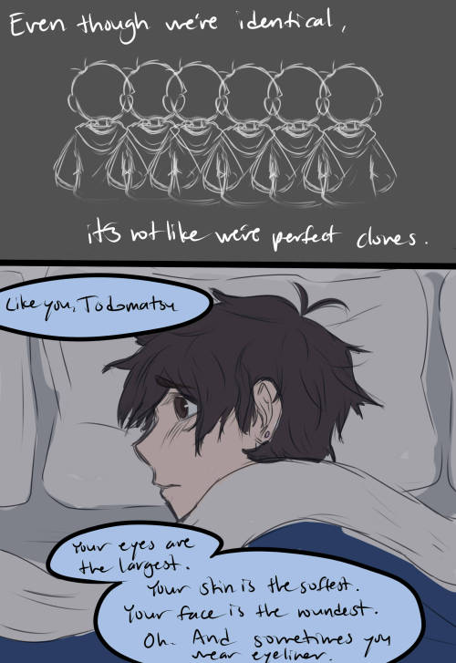 kailimossmallow: Weird comic I made for @nhipotle ‘s Blind Karamatsu AU because someone d