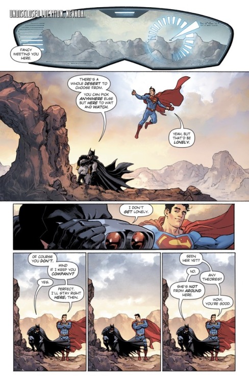 eisuverse:  nanashijones:  imjasontodd:  This is such iconic moment right here and I want to share it will all of you.  Superbat meeting Wonder Woman  Best Damn Writing and Art.  I like that even with the lasso of truth being held by Batman, to him, the