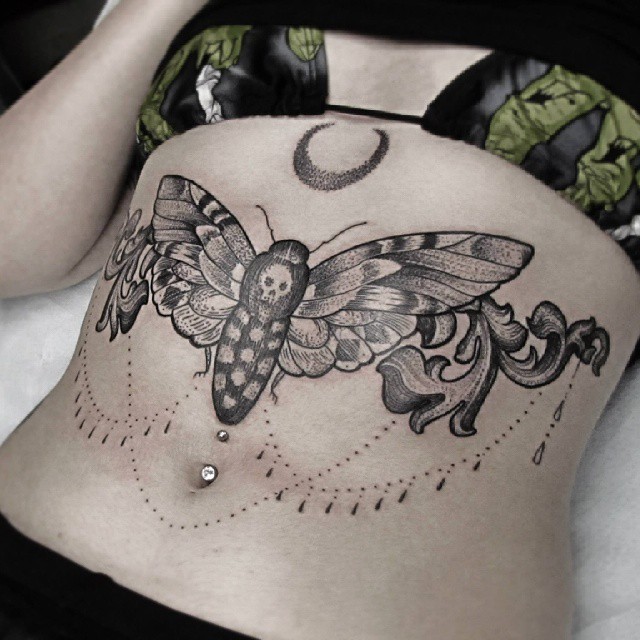 Inkscape  Moth underboob  pleasure to Tattoo this client sat like a  dream   Facebook