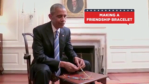 giandujakiss:  jackhawksmoor:  sizvideos:  President Obama shows you 5 things that are harder than registering to vote (video)  IS HE MAKING JOE BIDEN A FRIENDSHIP BRACELET   is he stacking cheerios on top of a stuffed version of bo? 