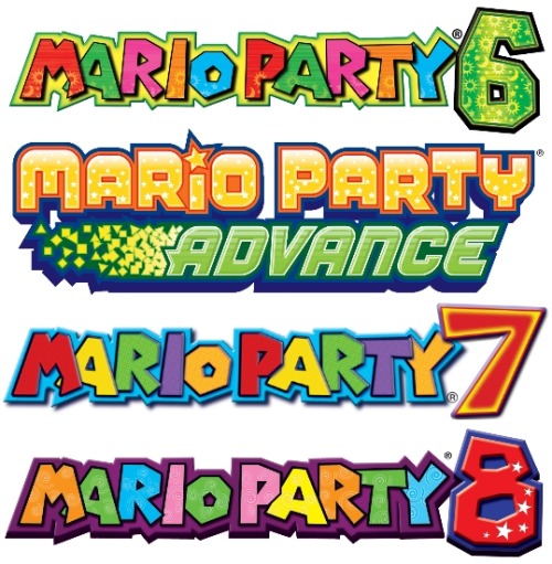 suppermariobroth:  The logos of all console and handheld Mario Party titles.