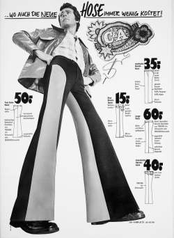 design-is-fine: C &amp; A advertising, 1974. Where new trousers cost less and less. Germany. Unternehmensarchive C&amp;A. Via ideenstadt / flickr 