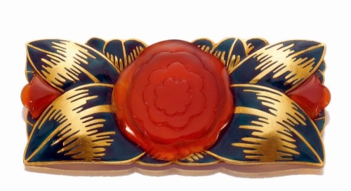 cgmfindings:Carnelian and enamel brooch Templier c. 1921