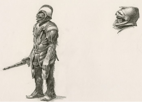 Sketches for various Jabba’s Palace patrons and regulars, by Ralph McQuarrie. (The last image is an 