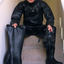 guysinrubberdrysuits:  Black Rubber Drysuit