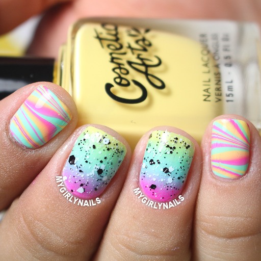mygirlynails:  How to: Gradient and stripes. 