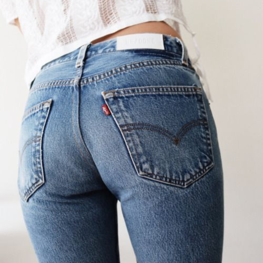 Girl wetting her Levis jeans