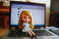 laurencephilomene: Beatrix on my laptop right now. eh. she just looked too cute, I had to take a picture.  Meh, stop making me want another blythe (redhead, please :s ) She is too cute.
