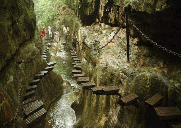 Steps of enlightenment (iron stairway on a path on Taihang Mountain, Shanxi Province,