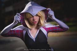   Spider Gwen cosplay shot at Anime Weekend