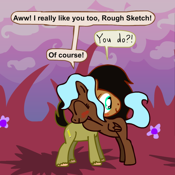 ask-sketchyandastral:  Happy late Hearts and Hooves Day to everypony! - Little Rough