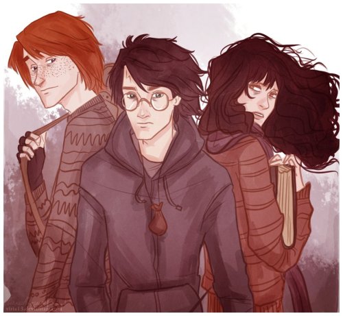 zohbugg: thewhisperinglady: fanart-hq: Harry Potter by viria13 Fred being slightly faded in the p