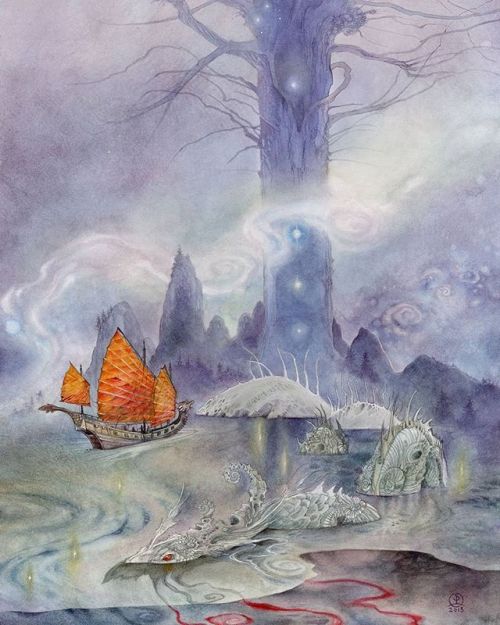 shadowscapes-stephlaw - “Ships Passing in the Night”#Watercolor...