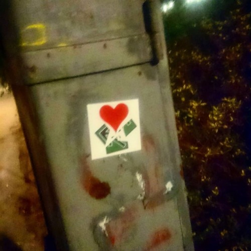 Antifascist stickers seen around Stockholm