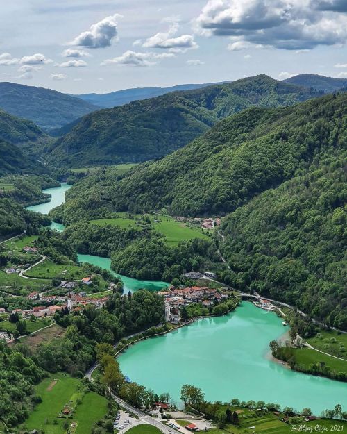 traveltoslovenia:  MOST NA SOCI, Slovenia - the emerald green Soca river at the town of Most Na Soci