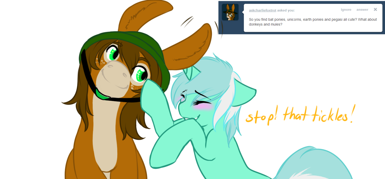 ask-sexuallyconfusedlyra:  Im ticklish there! *squeak*  D'awww :3
