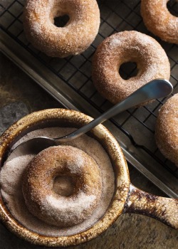 fullcravings:  Baked Churro Donuts with Spicy Chocolate Sauce