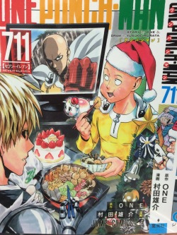 aitaikimochi:  Finally got my Special 7-11 Yusuke Murata cover illustration for One Punch Man Vol. 10, which went on sale today December 4th!  Christmas is a day in Japan when couples usually celebrate it together, so…yeah…Also, the panel with Santa