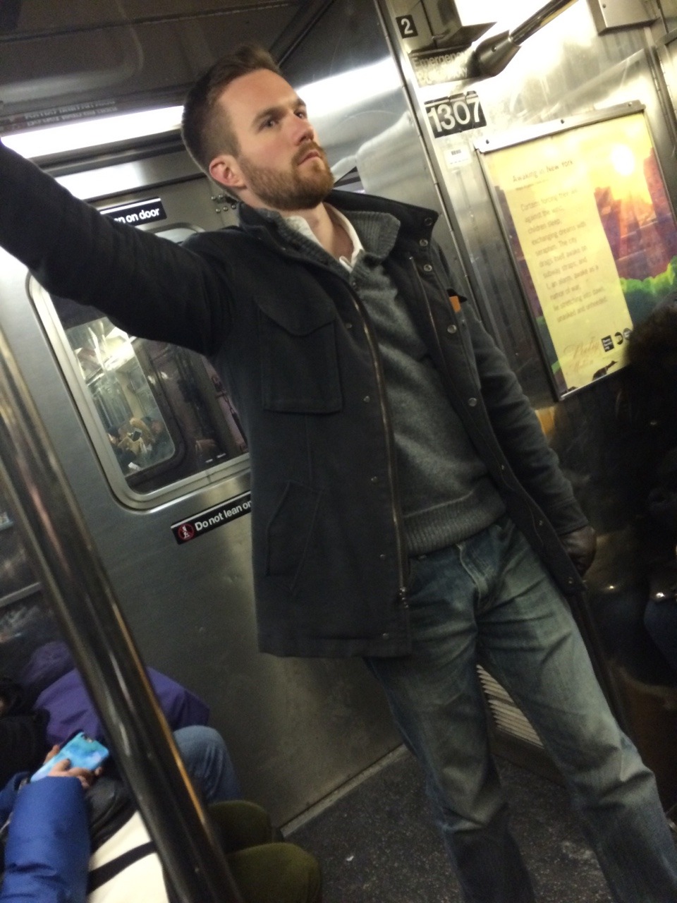 nychotguys:Perfect Scruff part 2.Thanks everydayhotness:Downtown 2 Train - NYC -