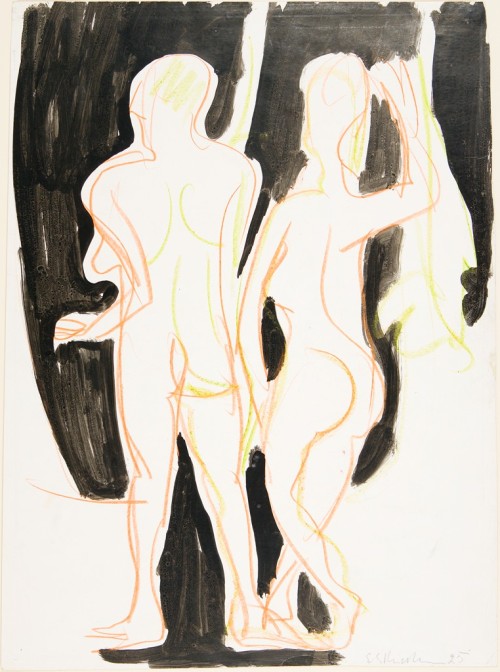 artist-kirchner:Nude Couple in a Wood, Ernst Ludwig Kirchner, 1925, Harvard Art Museums: DrawingsHar