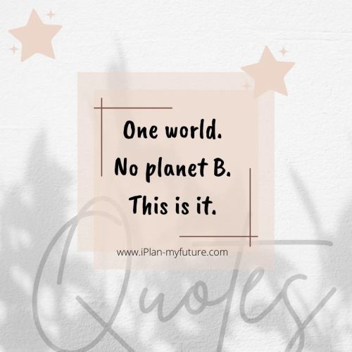 One world. No planet B. This is it.#iplanmyfuture #business #success #bestquotesfromiplanmyfuture 