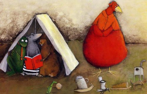 bibliolectors: Readers hidden / Lectores escondidos (ilustración de Helga Bansch)