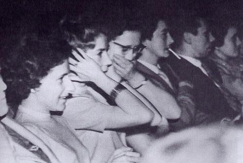 horror-movie-confessions:Audience watching Psycho in 1960 