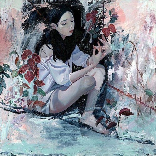 beautifulbizarremagazine:Such a beautiful painting by Joanne Nam, “Aurora Borealis”