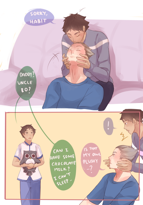 rinablet:  The wonderful @dalmatynka​ made a future AU where Akaashi adopted his nephew and met Bokuto again after years of not seeing eachother 
