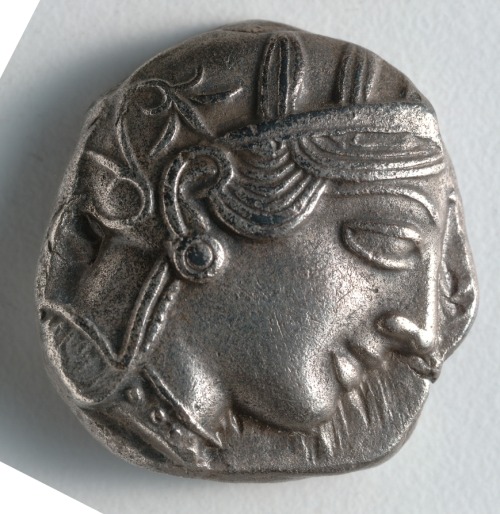 cma-greek-roman-art:Tetradrachm: Head of Athena (obverse), 500, Cleveland Museum of Art: Greek and 