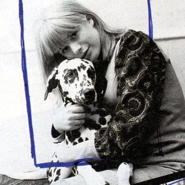 Marianne Faithfull photographed with her Dalmatian 