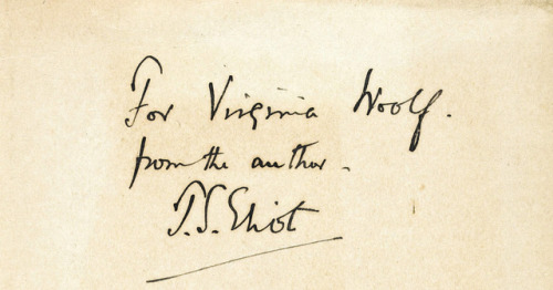 barcarole:Autograph from the first edition of Poems (1920) which T. S. Eliot gave to Virginia W