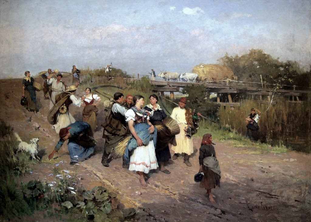 Lajos Deák Ébner (Pest 1850 - Budapest 1934); Harvesters on their way home, 1881;