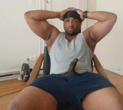 gayblack:  Thick black man with his dick out. Chat with Gay Naked Black Men Here