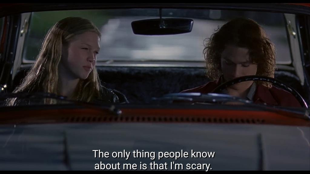 Between quotation marks — — Kat, “10 things I hate about you”