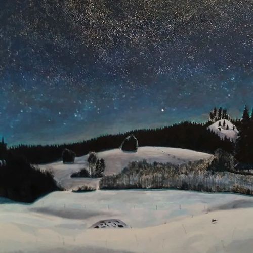Winter Night  -    Inari Krohn , 1983Finnish,b.1945-Oil on canvas