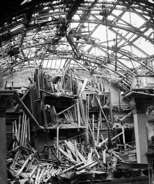 The ruins of the organ in Wallasey Town Hall, which was damaged by abomb during an air raid (August 