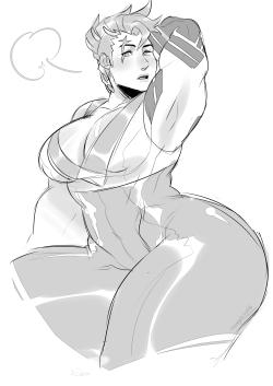 orangekissess:  tons of requests for this lmfao might as well.  zarya in jaspers outfit! 