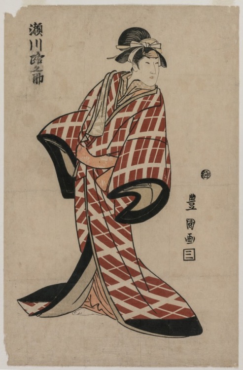 cma-japanese-art: Segawa Michinosuke Wearing a Padded Plaid Robe, Utagawa Toyokuni, c. 1805, Clevela