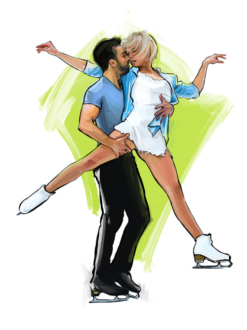 Some paintings of pair skaters and ice dancers I did during the last couple of months. The selection