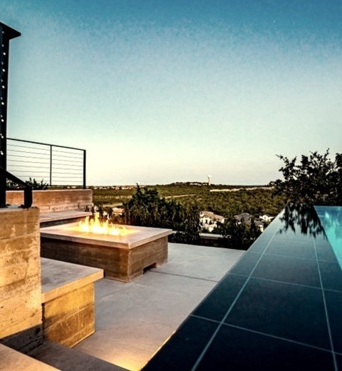 Pool - Contemporary PoolLarge Modern Infinity Pool Concept Made Of Rectangular Concrete.